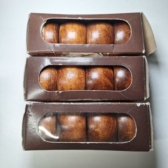Wooden Napkin Rings Vintage 12 Pieces Round Smooth Rustic Cabin 1980s No 8404 - Picture 2 of 7